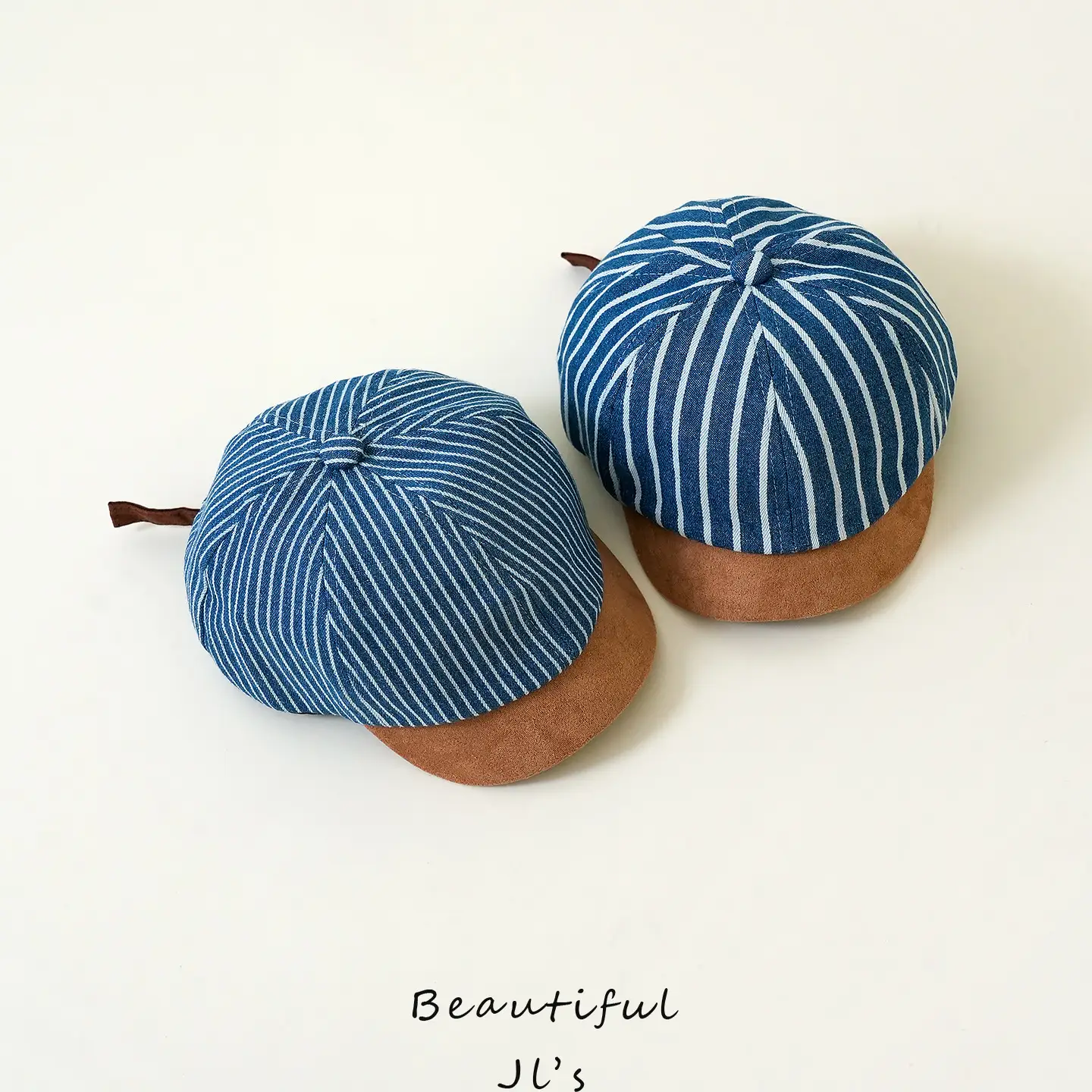 Denim Striped Baby Hats for Kids Spring Autumn Sun Protection - Image 7
