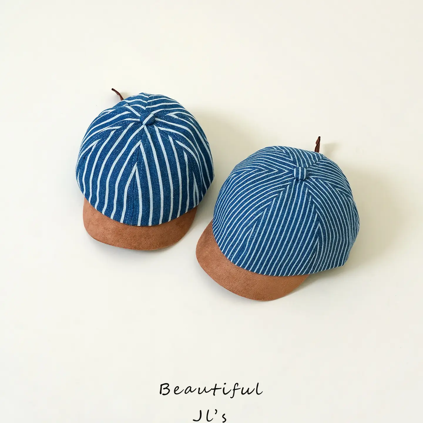 Denim Striped Baby Hats for Kids Spring Autumn Sun Protection - Image 8