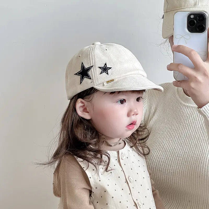 Beige Star Embroidered Baseball Cap for Kids - Image 6