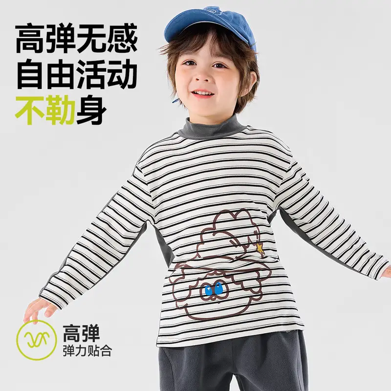Dudu Baby Pink Half-High Collar T-Shirt Winter Warm