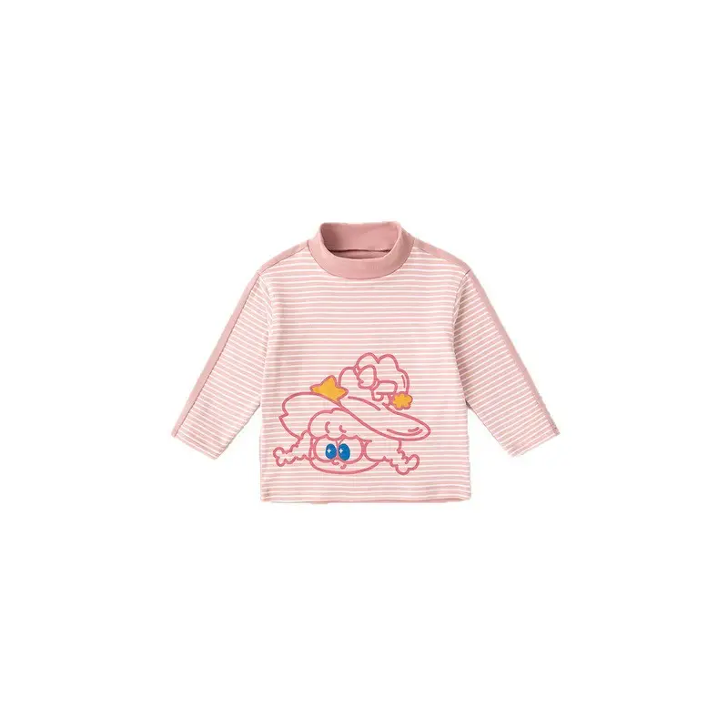 Dudu Baby Pink Half-High Collar T-Shirt Winter Warm