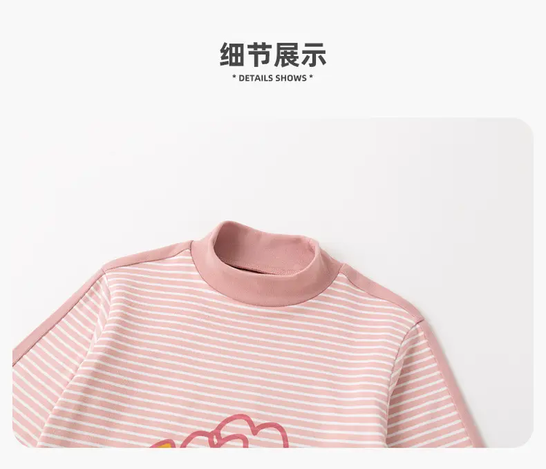Dudu Baby Pink Half-High Collar T-Shirt Winter Warm — feature 19