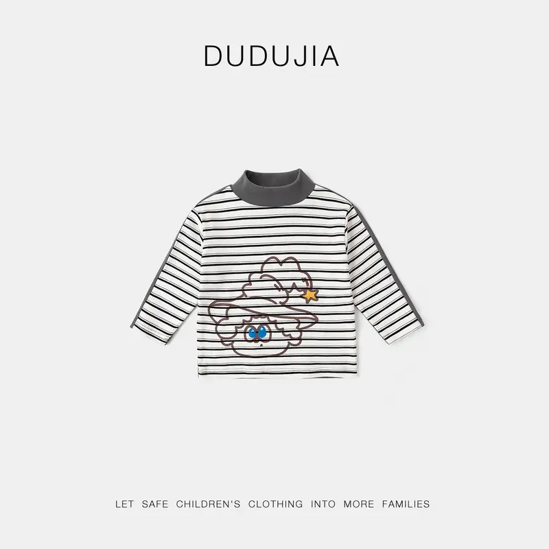 Dudu Baby Pink Half-High Collar T-Shirt Winter Warm