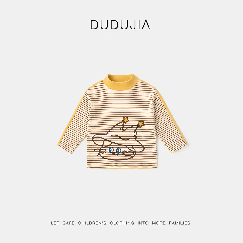 Dudu Baby Pink Half-High Collar T-Shirt Winter Warm