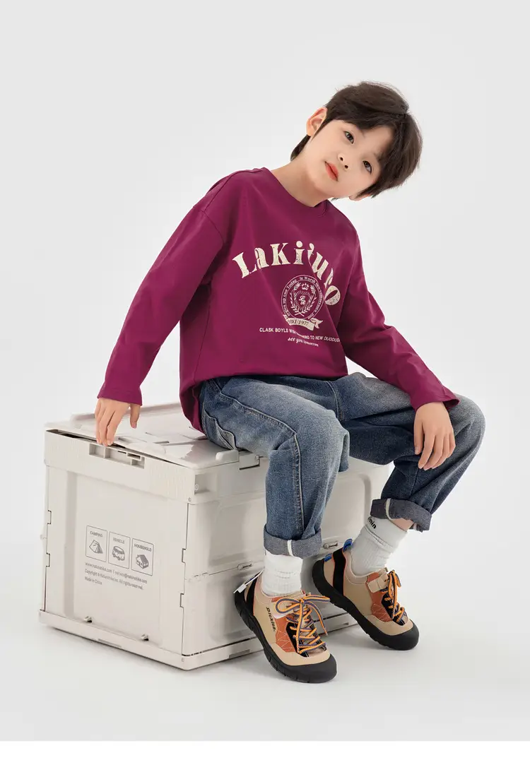 Duoduo Boys Long Sleeve T-Shirt Navy Blue Letter Print Cotton — feature 23
