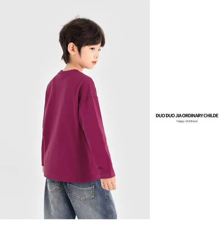 Duoduo Boys Long Sleeve T-Shirt Navy Blue Letter Print Cotton — feature 24