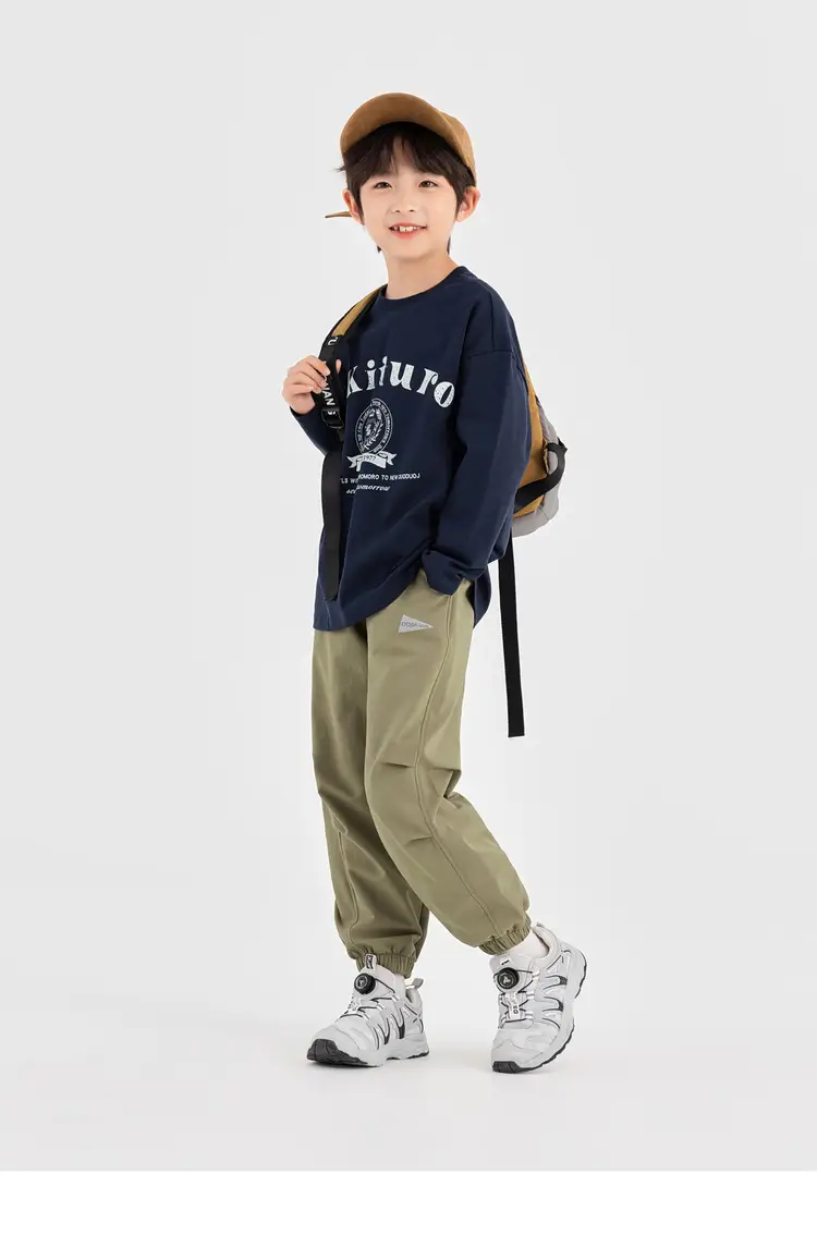 Duoduo Boys Long Sleeve T-Shirt Navy Blue Letter Print Cotton — feature 34