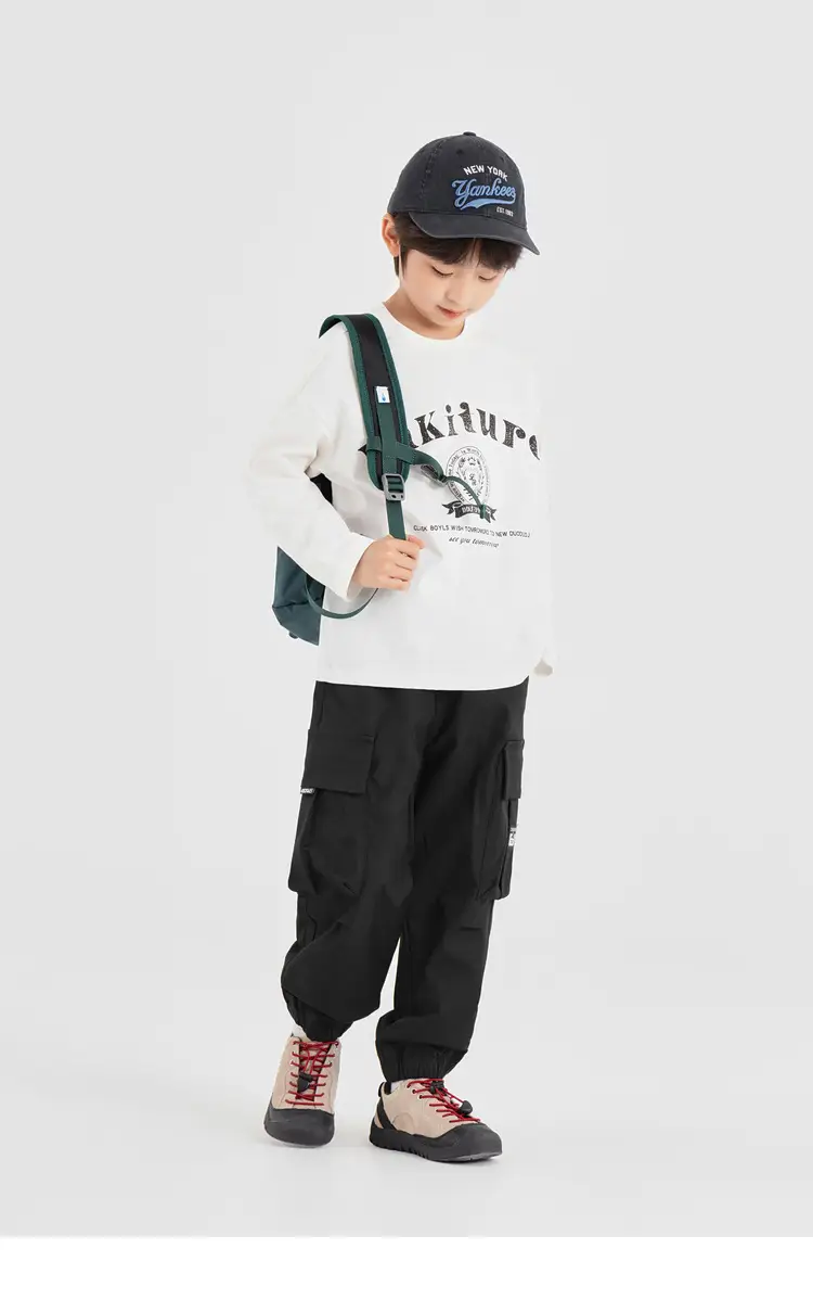 Duoduo Boys Long Sleeve T-Shirt Navy Blue Letter Print Cotton — feature 46