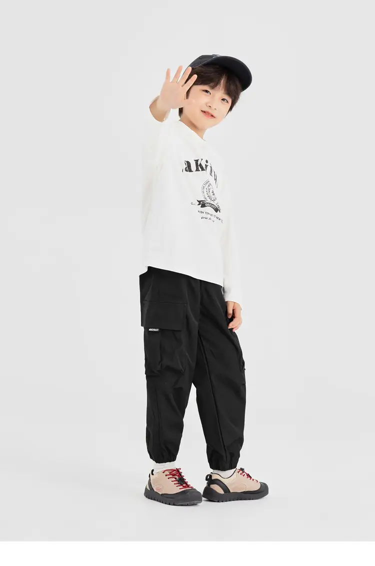 Duoduo Boys Long Sleeve T-Shirt Navy Blue Letter Print Cotton — feature 49