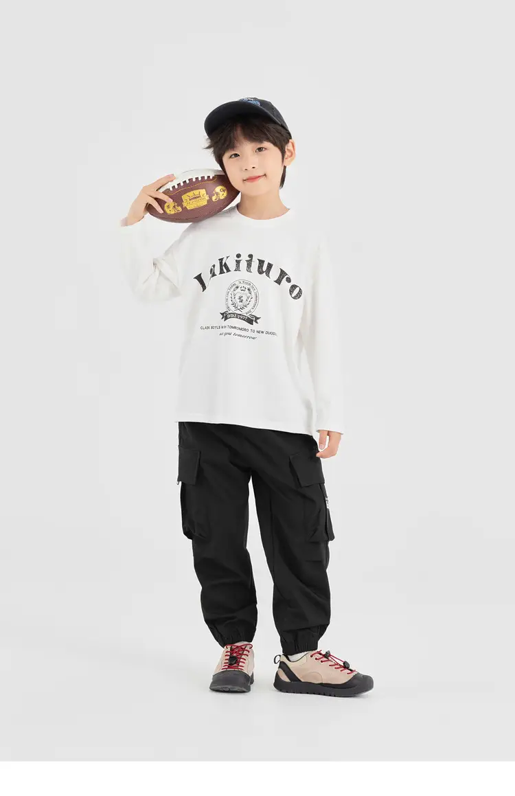 Duoduo Boys Long Sleeve T-Shirt Navy Blue Letter Print Cotton — feature 53