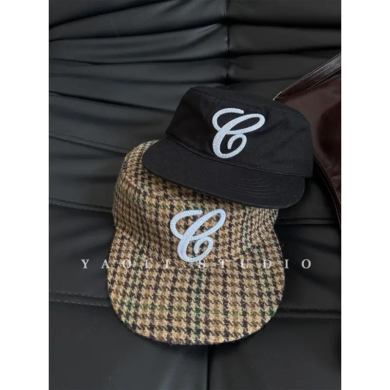 Women Black Embroidered Baseball Cap with Duckbill