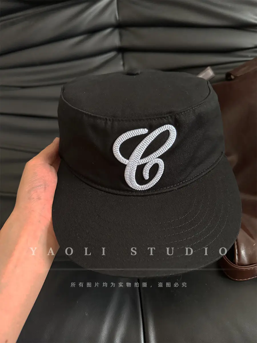 Women Black Embroidered Baseball Cap with Duckbill — feature 10