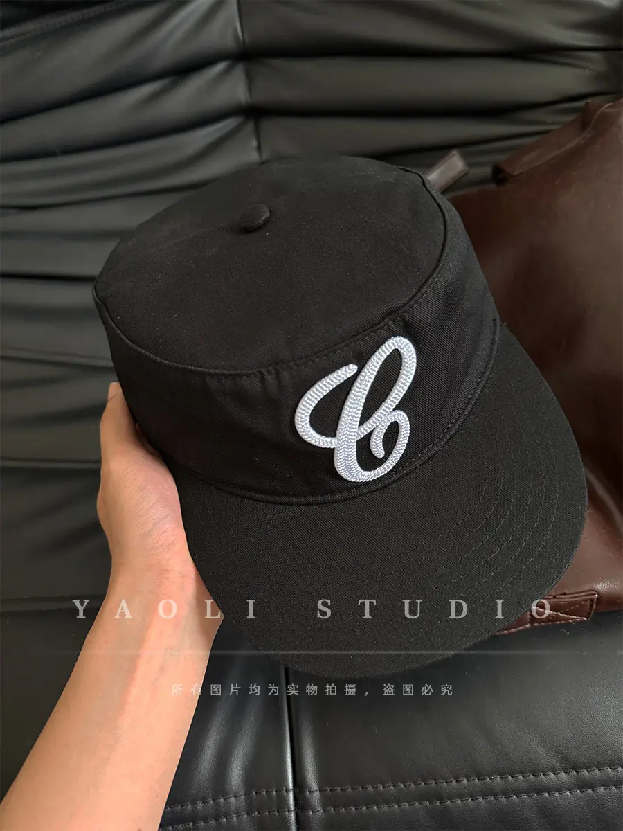 Women Black Embroidered Baseball Cap with Duckbill — feature 11