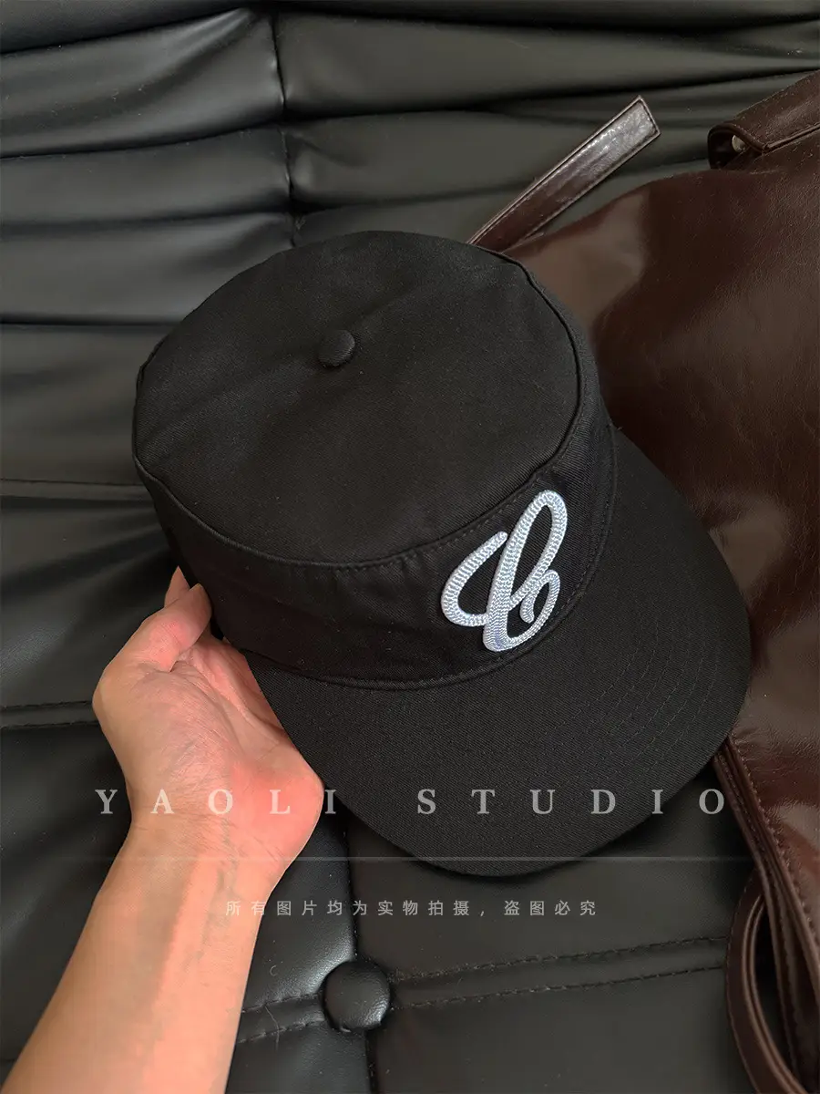 Women Black Embroidered Baseball Cap with Duckbill — feature 13