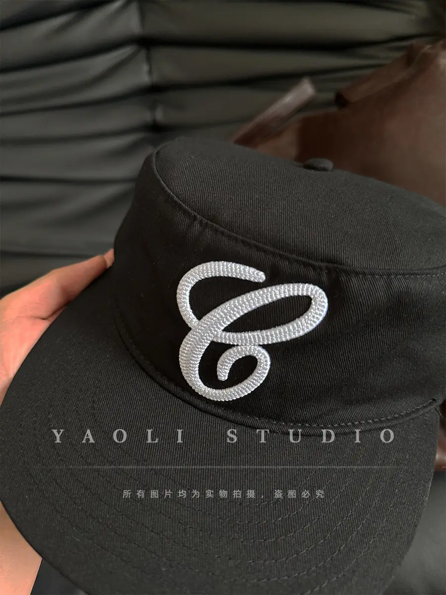 Women Black Embroidered Baseball Cap with Duckbill — feature 14