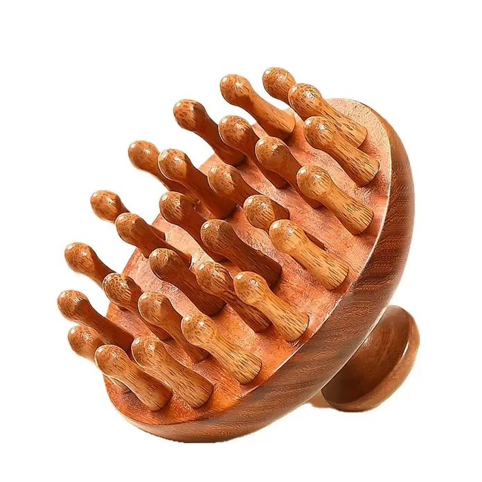 【Internet Celebrity Hot Item】Sandalwood Round 28-Tooth Massage Comb for Scalp Care Wooden Massage Comb
