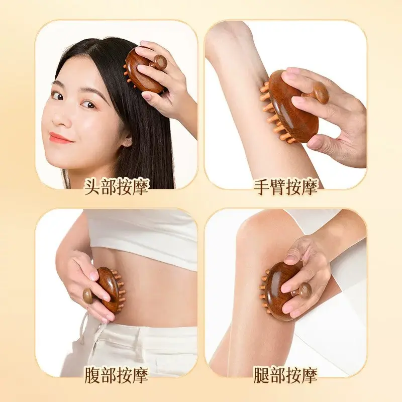 【Internet Celebrity Hot Item】Sandalwood Round 28-Tooth Massage Comb for Scalp Care Wooden Massage Comb — feature 5