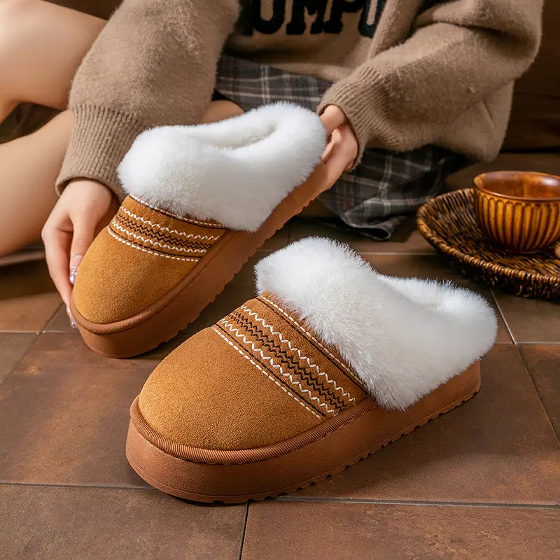 Thickened Plush Slippers for Women Winter Indoor Home Non-Slip Soft Bottom 2025 New Plush Slippers Home Cotton Slippers - Image 4