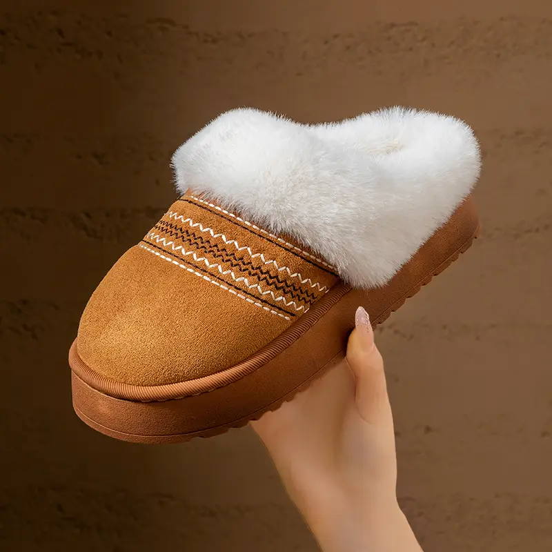 Thickened Plush Slippers for Women Winter Indoor Home Non-Slip Soft Bottom 2025 New Plush Slippers Home Cotton Slippers - Image 5