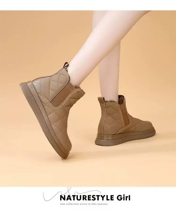 Women's Fleece Lined Snow Boots Black Brown — feature 18