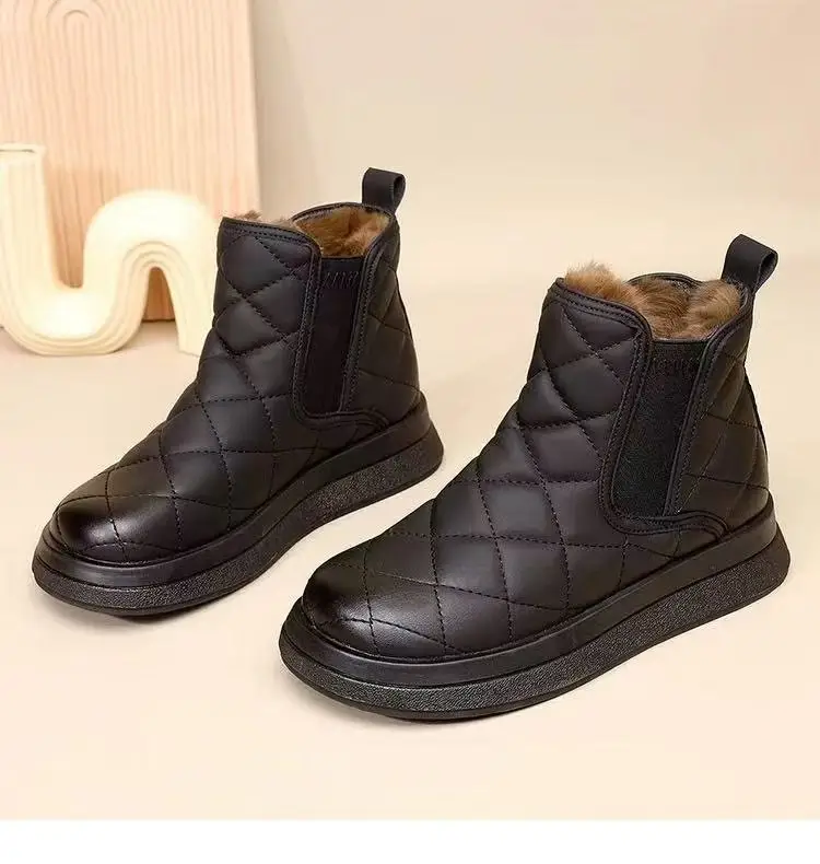 Women's Fleece Lined Snow Boots Black Brown — feature 21