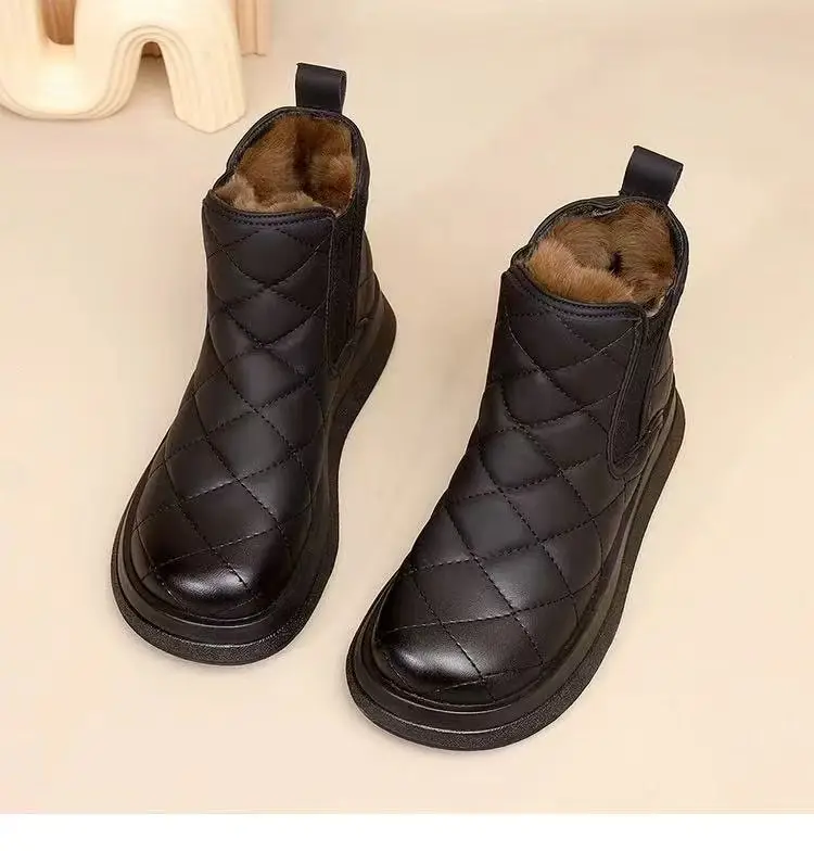 Women's Fleece Lined Snow Boots Black Brown — feature 22