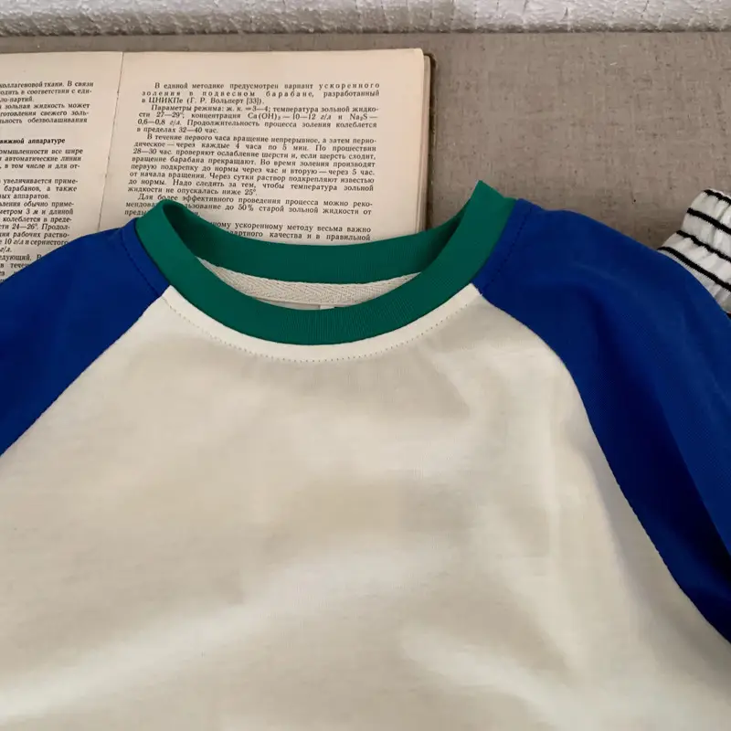 Boys Raglan Sleeve T-Shirt Blue Green White - Image 3