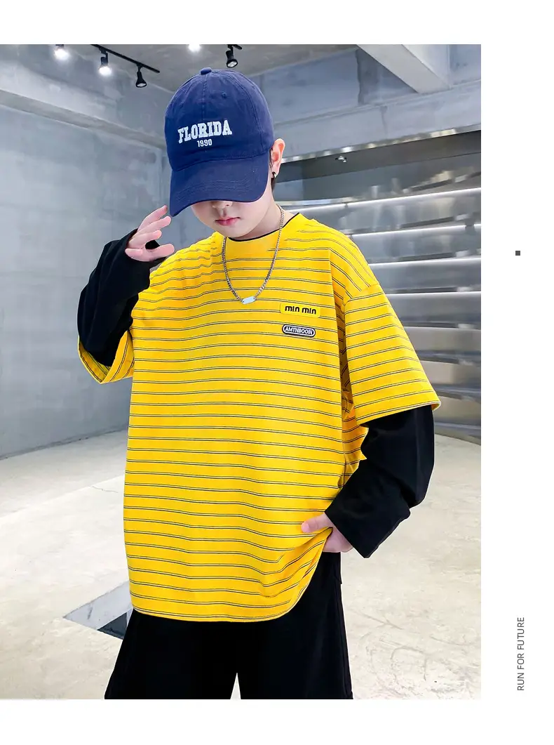 Boys Yellow Striped Long Sleeve T-Shirt 2025 Cotton — feature 18