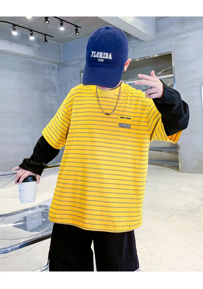 Boys Yellow Striped Long Sleeve T-Shirt 2025 Cotton — feature 19