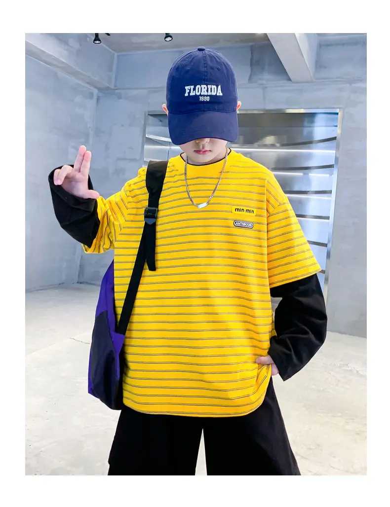 Boys Yellow Striped Long Sleeve T-Shirt 2025 Cotton — feature 20