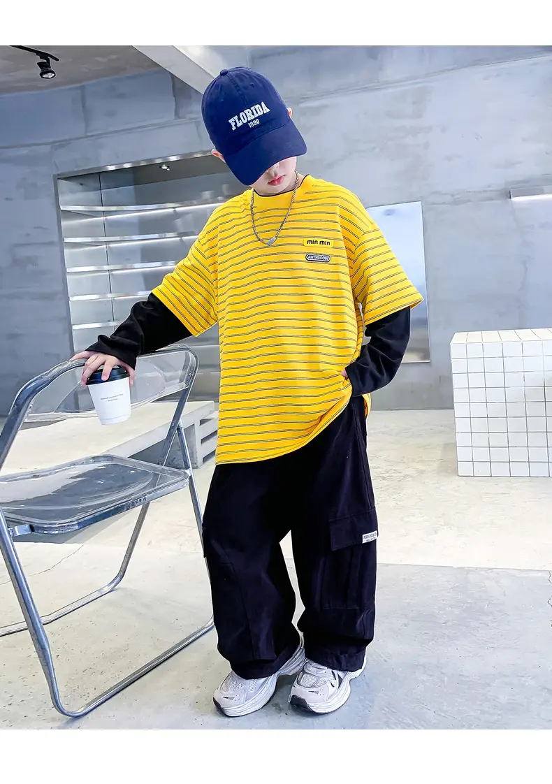 Boys Yellow Striped Long Sleeve T-Shirt 2025 Cotton — feature 22