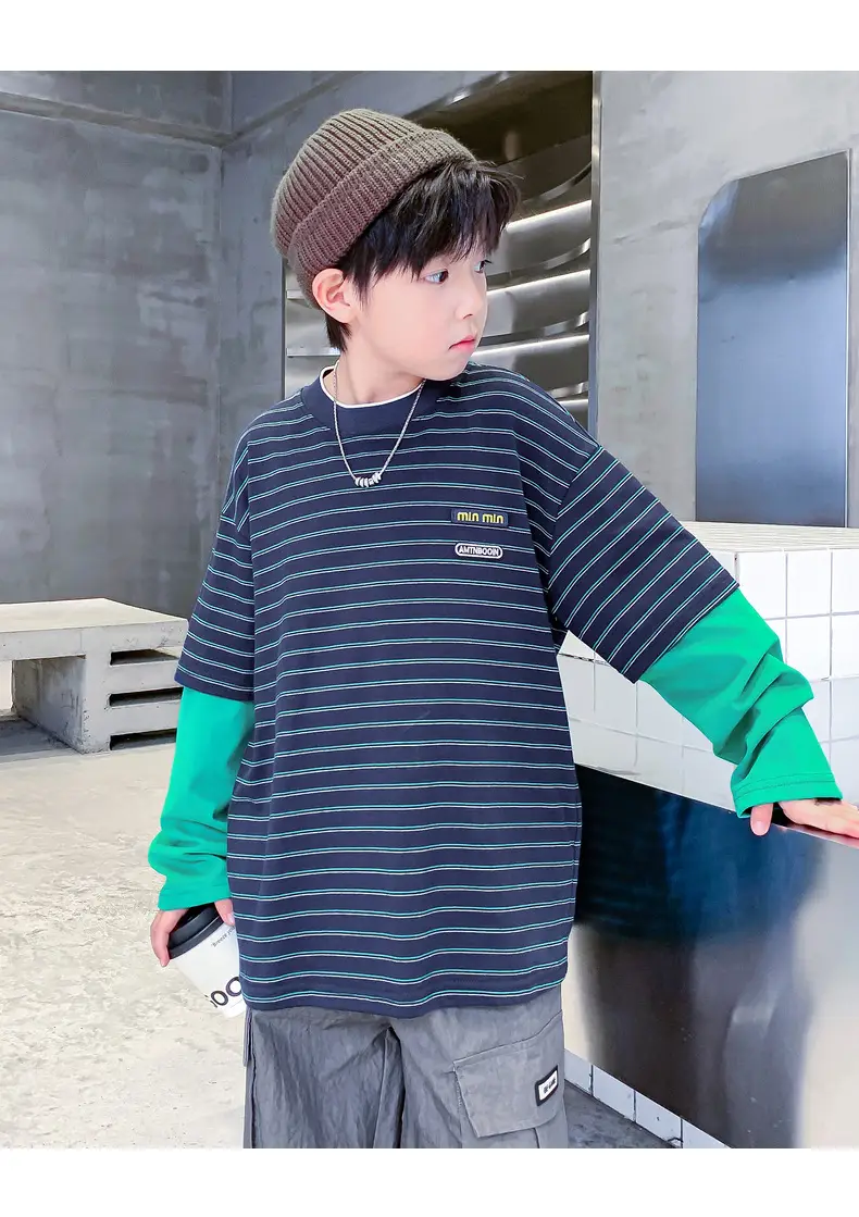 Boys Yellow Striped Long Sleeve T-Shirt 2025 Cotton — feature 23