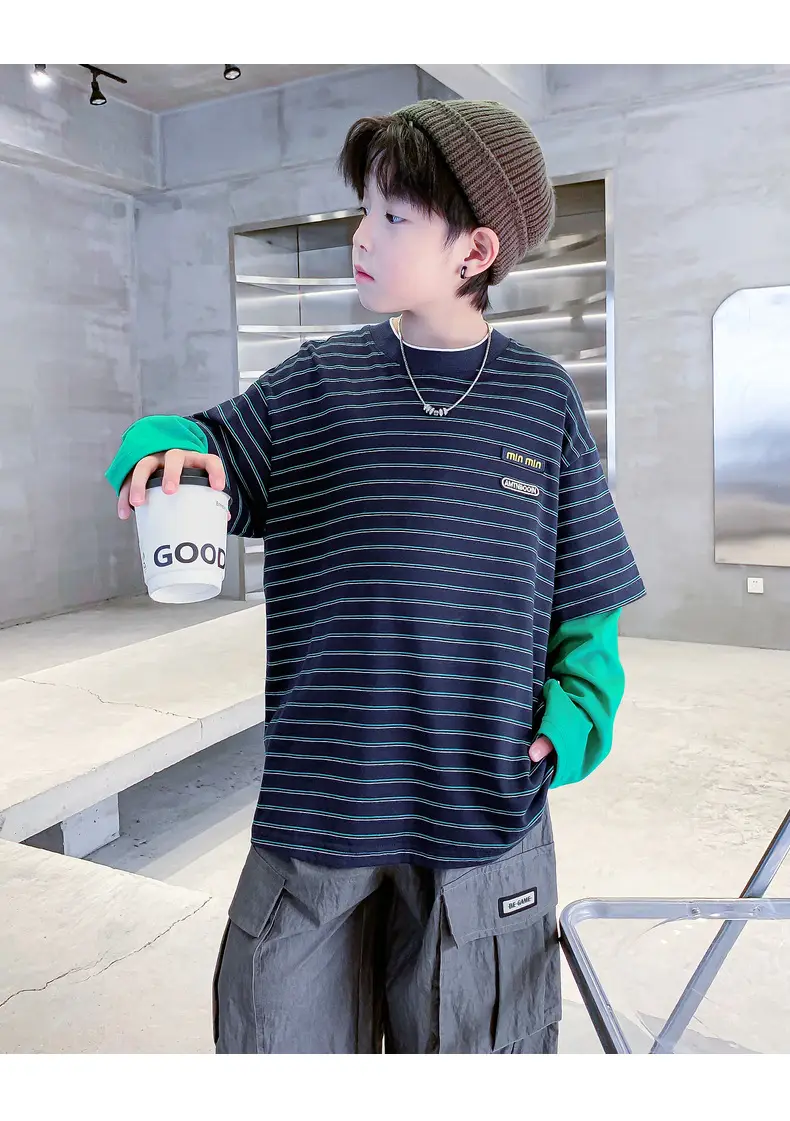 Boys Yellow Striped Long Sleeve T-Shirt 2025 Cotton — feature 27