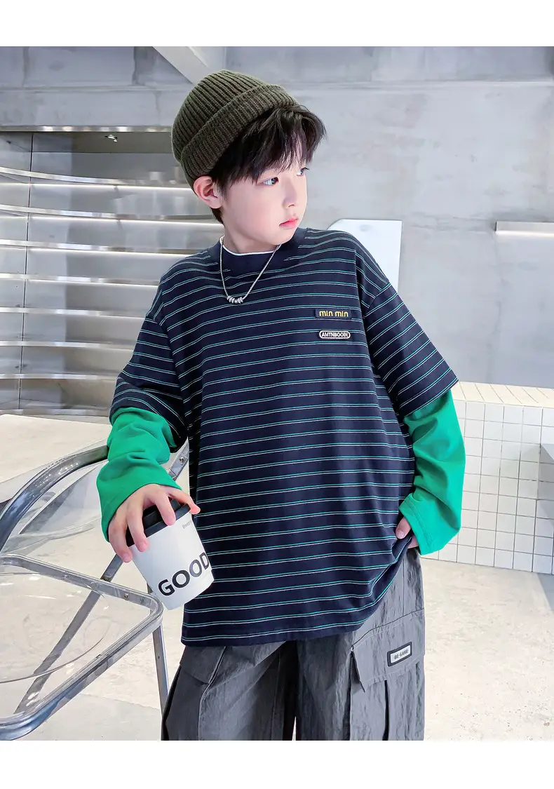Boys Yellow Striped Long Sleeve T-Shirt 2025 Cotton — feature 28