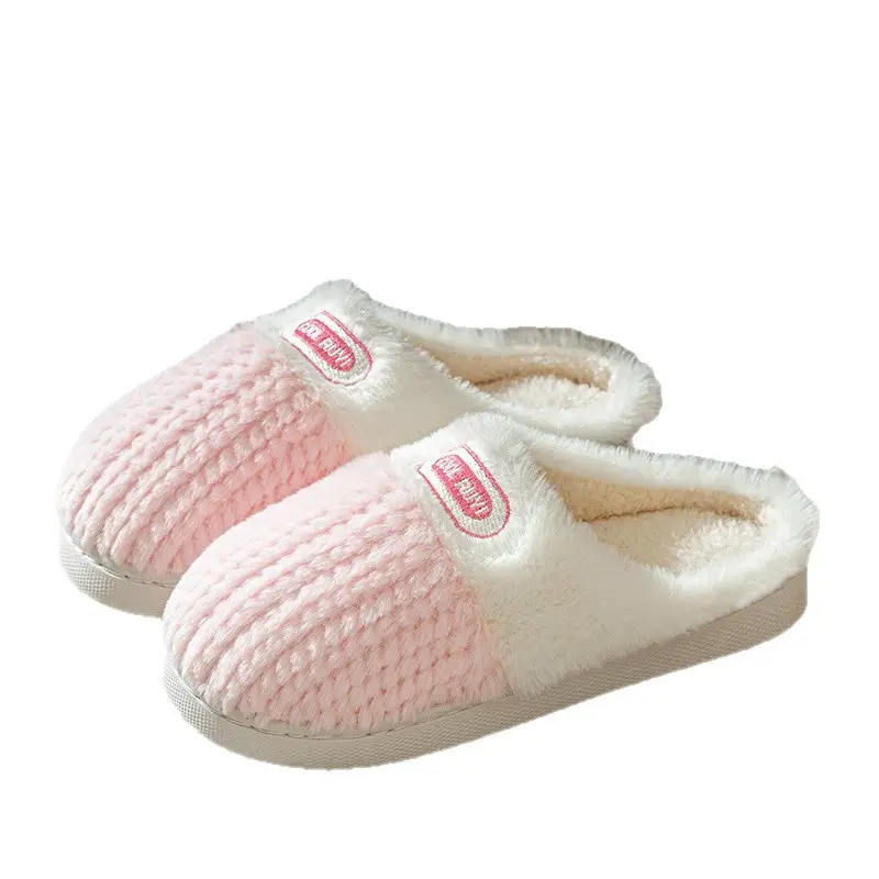 New Double Color Matching Warm Wheat Ear Cotton Slippers, Non-Slip Thick-Soled Couple Cotton Slippers, Warm and Non-Slip Home Plush Cotton Shoes - Image 10