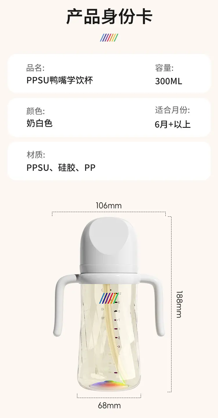 Ppsu Learning Drinking Cup Rainbow Bottle Baby Baby Water Cup Sippy Cup Kidsren over 6 Months Old Duckbill Cup — feature 21