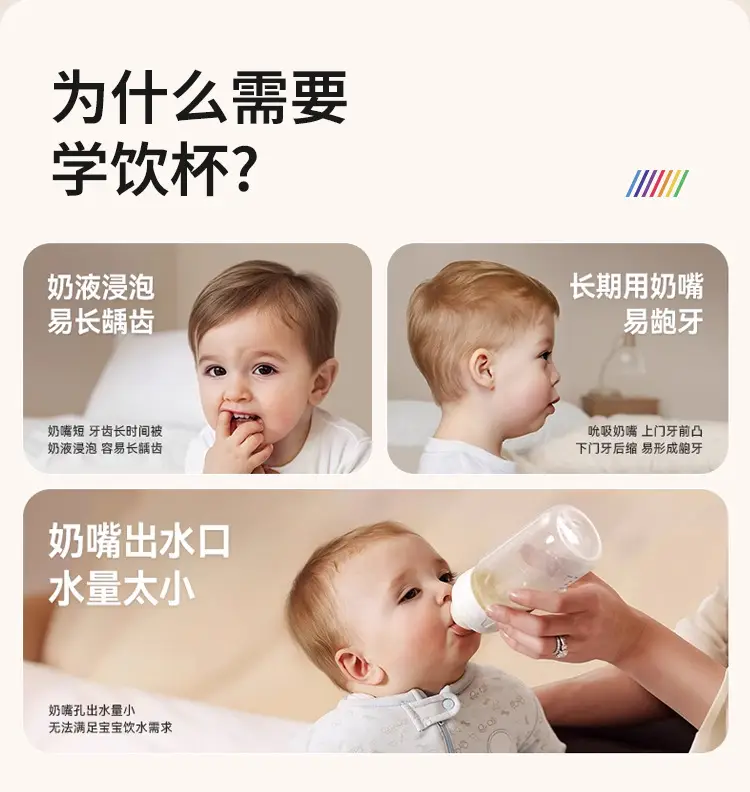 Ppsu Learning Drinking Cup Rainbow Bottle Baby Baby Water Cup Sippy Cup Kidsren over 6 Months Old Duckbill Cup — feature 5