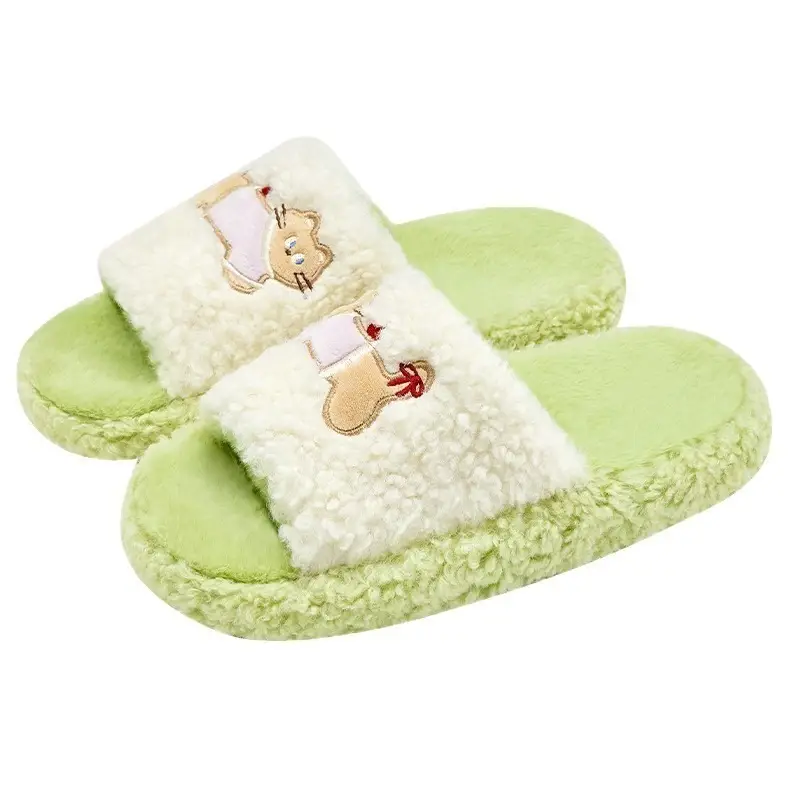 Furry Plush Slippers Women Winter Indoor Wear