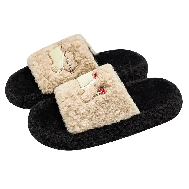 Furry Plush Slippers Women Winter Indoor Wear