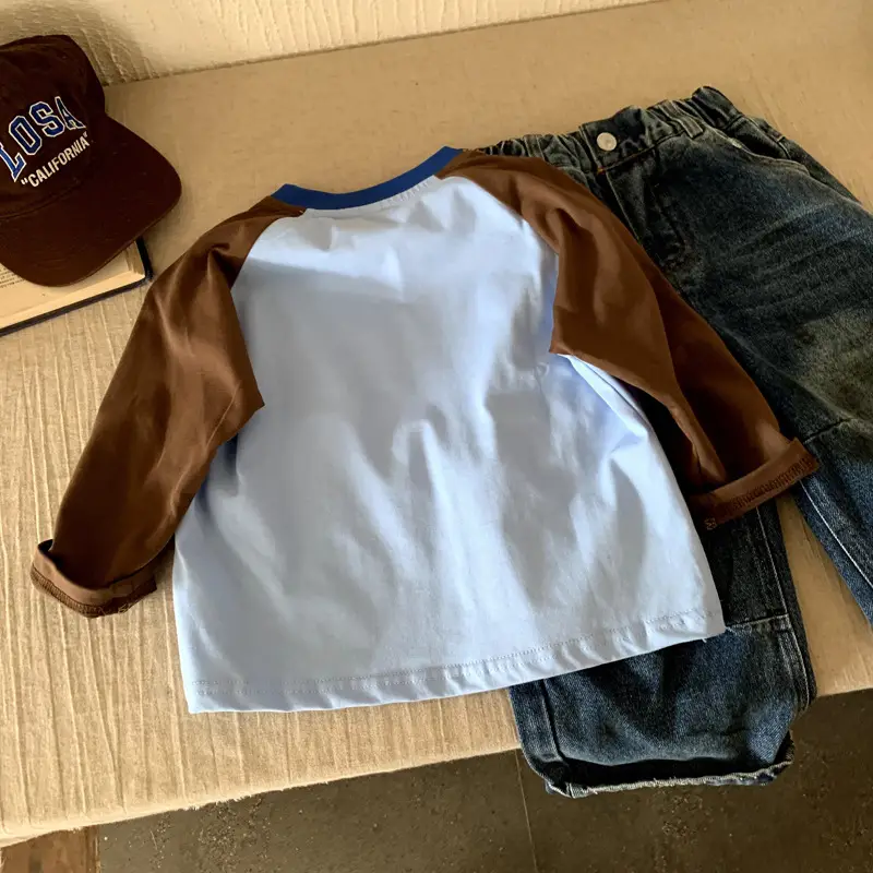 Boys Long Sleeve T-Shirt White Brown 2025 Autumn Kids Top - Image 5