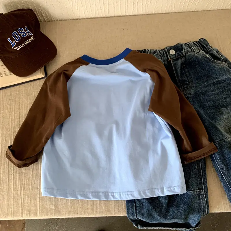 Boys Long Sleeve T-Shirt White Brown 2025 Autumn Kids Top — feature 5
