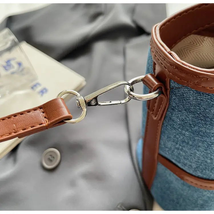 Women's Blue Denim Crossbody Bag with Leather Trim 2025 — feature 25