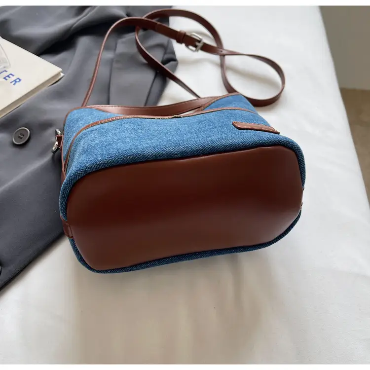 Women's Blue Denim Crossbody Bag with Leather Trim 2025 — feature 28