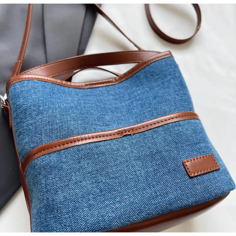 Women's Blue Denim Crossbody Bag with Leather Trim 2025 — feature 29