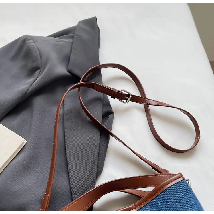 Women's Blue Denim Crossbody Bag with Leather Trim 2025 — feature 30