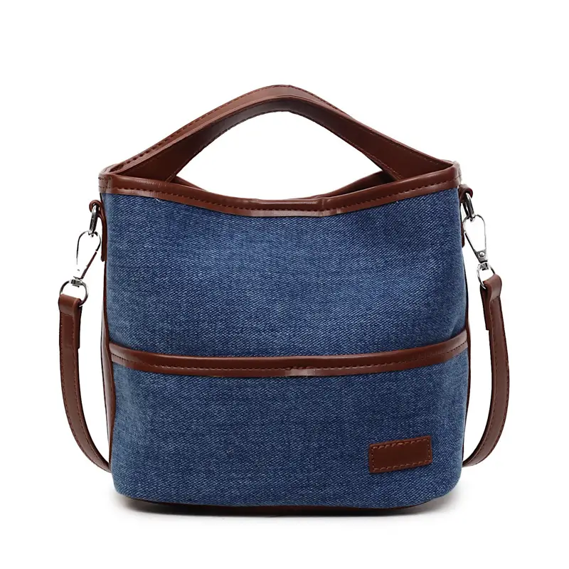 Women's Blue Denim Crossbody Bag with Leather Trim 2025 - Image 2