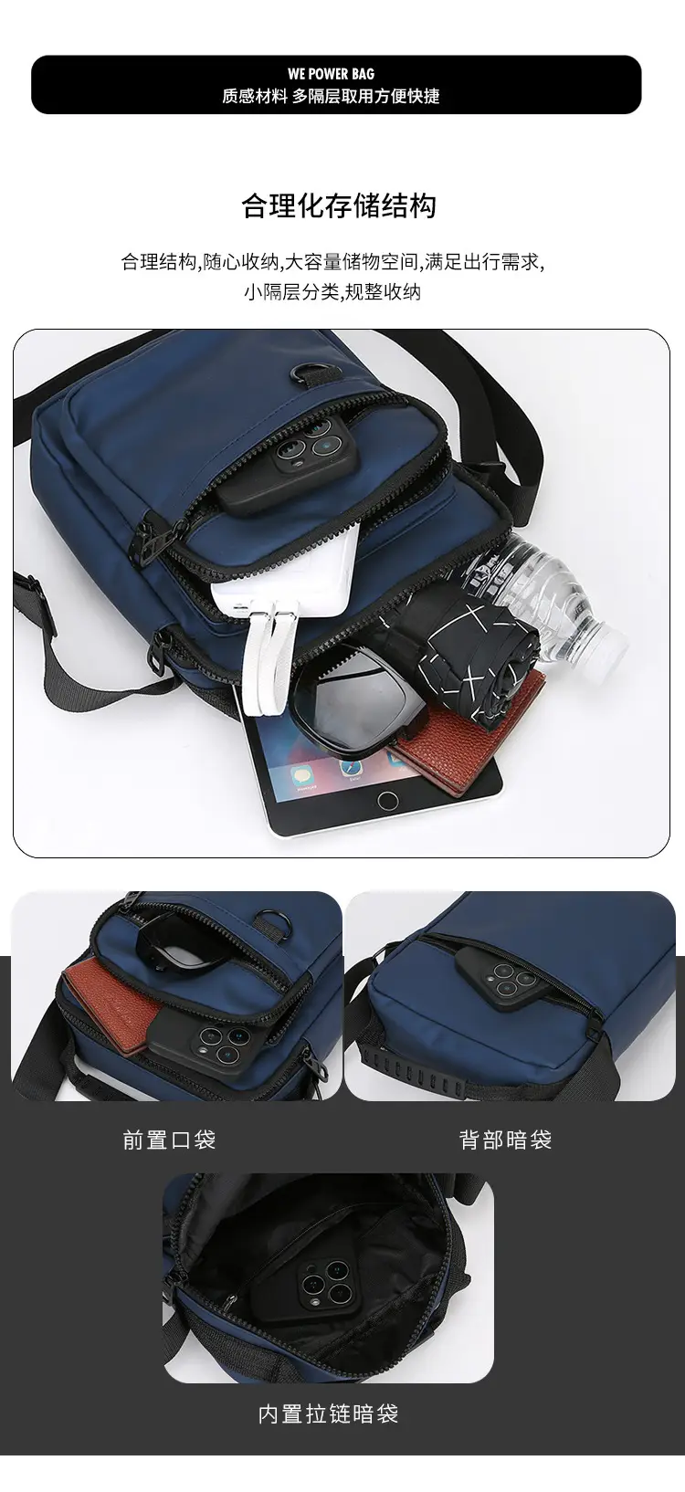Men's Blue Crossbody Bag 20Pcs High-End Luxury — feature 9