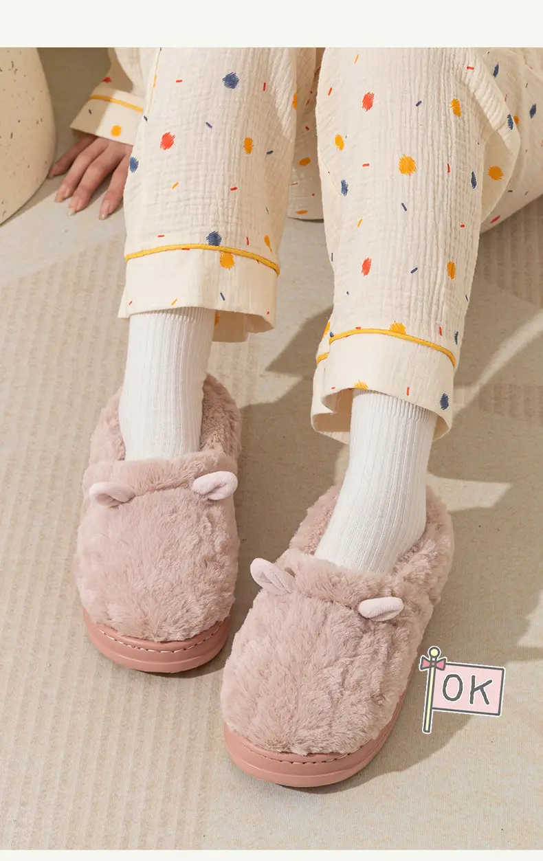 New Eva Thick-Soled Croissant Heel Warm Cotton Shoes for Home Indoor Furry Fleece-Lined Couple Cotton Shoes for Women to Wear Outside — feature 8