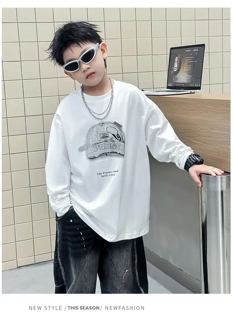 Boys White Graphic Long Sleeve T-Shirt 2025 — feature 12
