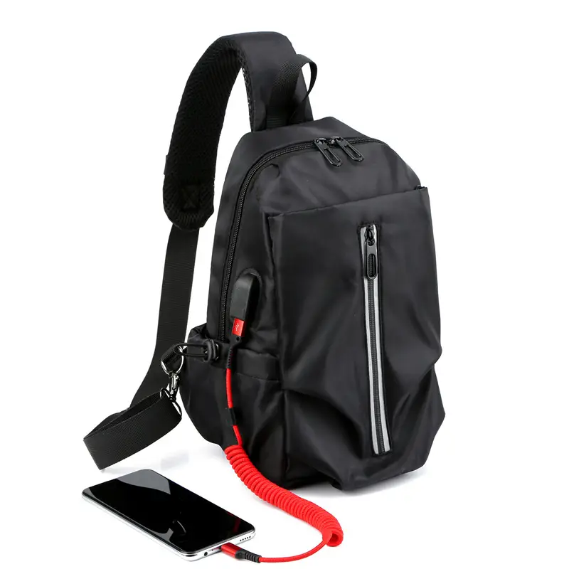 USB Charging Crossbody Bag Large Capacity Black Men's